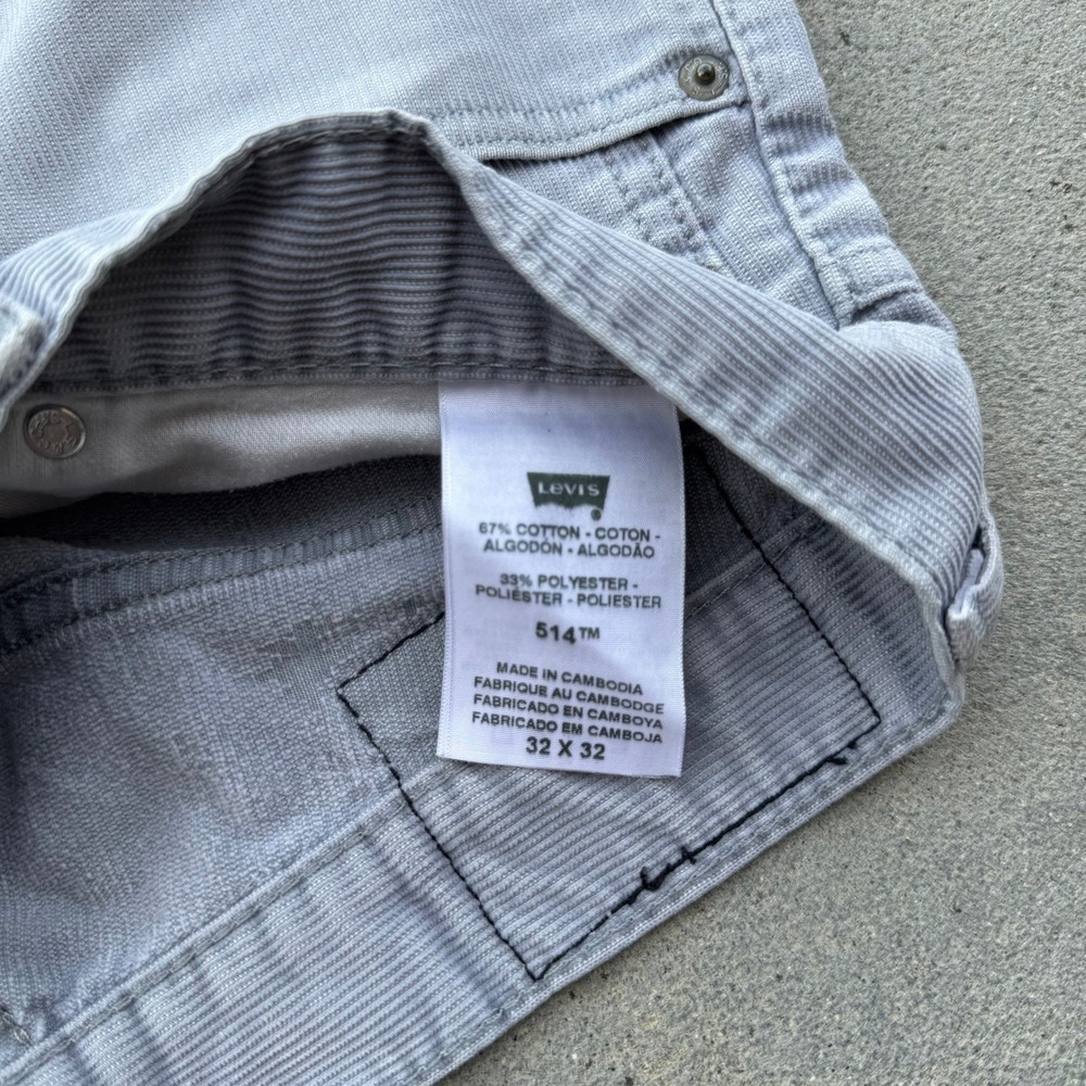 Levi's 514 Corduroy Pants Light Gray Men's 32x32 Straight Fit‎ Casual - Picture 7 of 8